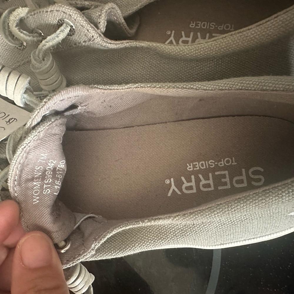 Sperry Women's Gray Canvas Lace-Up Sneakers size 7 Top sliders - Picture 4 of 4